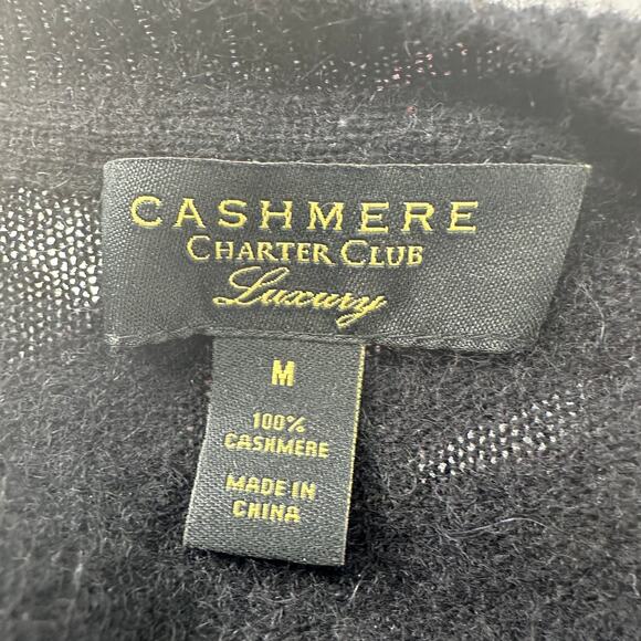 Charter Club Luxury Cashmere Sweater WMNS M Pullover Black Long Sleeves Stretchy - Picture 5 of 7